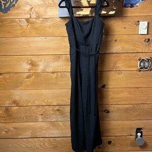 AS U WISH Womens Black Jumpsuit Md sleeveless pull on stretchy belt wide leg‎